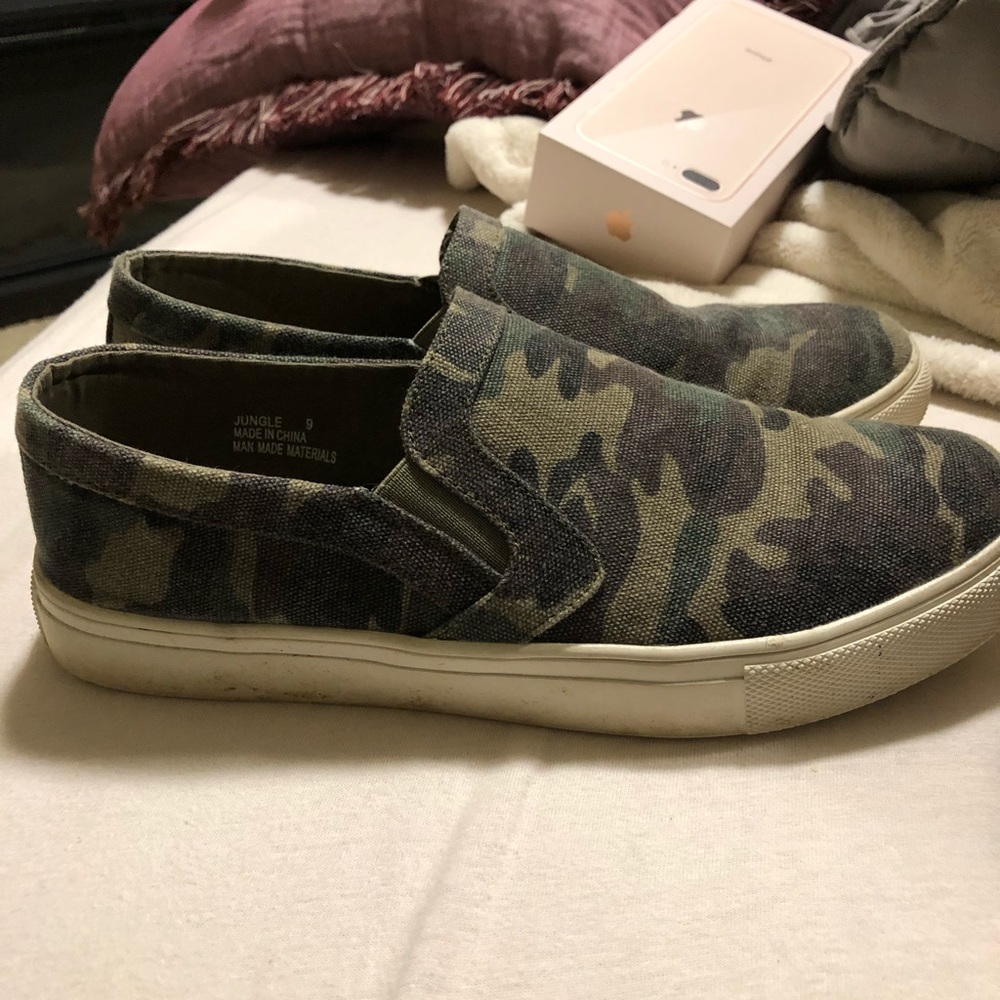 Camo slip on sneakers